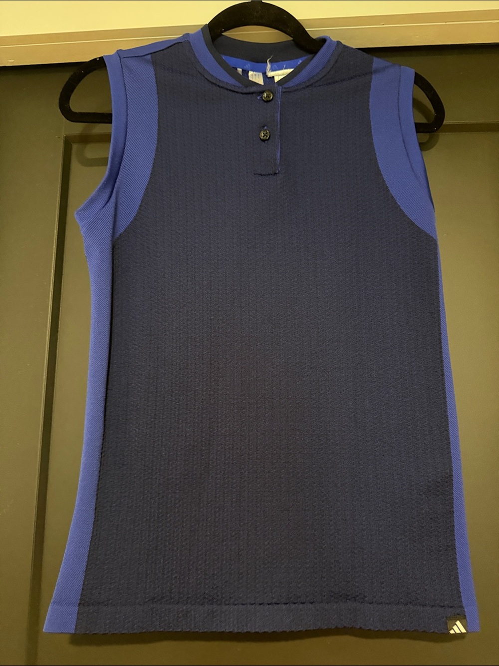 adidas Sleeveless Golf Polo in Navy and Royal Blue